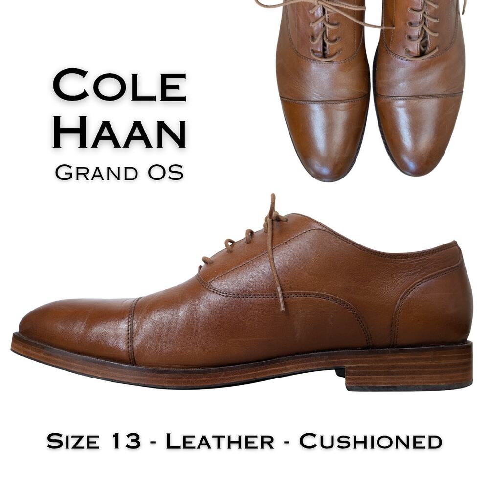 Cole Haan Grand OS Oxford Shoes Mens 13 M Brown Leather Cap Toe Dress Classic